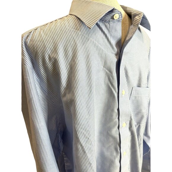 Brooks Brothers Mens Dress Shirt 17-34/35 Blue & White Striped Button-Down - Picture 2 of 6
